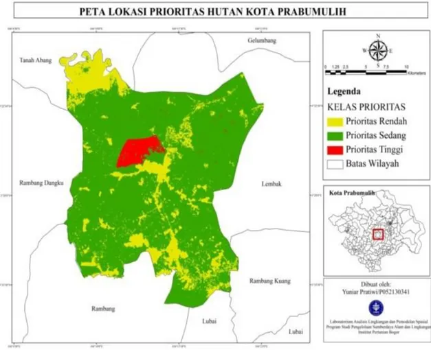 Gambar 4. Peta lokasi prioritas hutan kota Prabumulih 