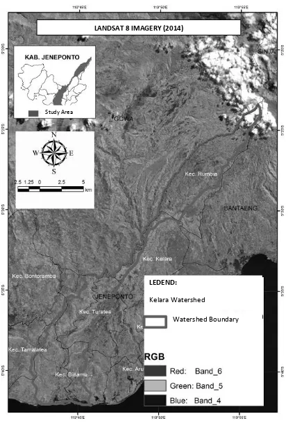 Figure 6. Landsat  image 8 acquisition 2014 in Kelara watershed