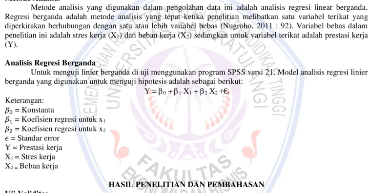 Tabel 2. Hasil Uji Validitas 