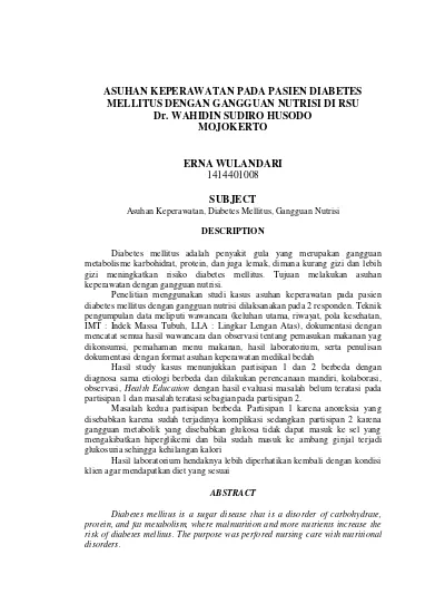 Asuhan Keperawatan Pada Pasien Diabetes Mellitus Dengan Gangguan