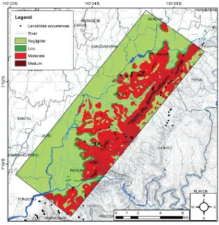 Fig. 4 Coseismic landslide vulnerability map of Baturagung area