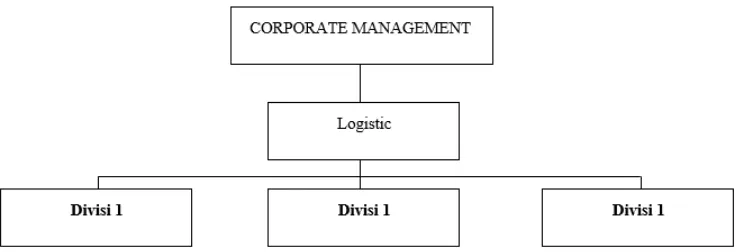 Gambar 4. Struktur Organisasi Perusahaan (Bowersox, dkk 2002) sentralisasi struktur perusahaan dan yang kedua adalah dengan mengkombinasikan sentralisasi dan desentralisasi