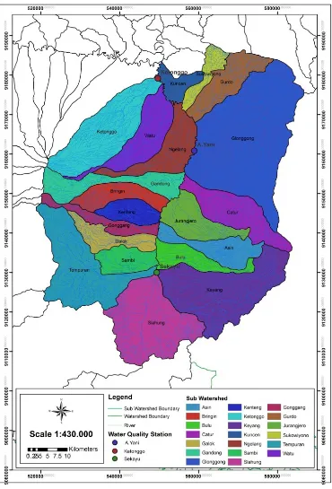 Figure 1. Map of Location in Kali Madiun Sub-Watershed