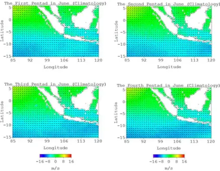 Figure 2.  Climatological pattern of surface wind in June.