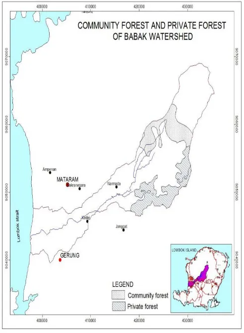 Figure 1. Community forest and private forest in Babak watershed