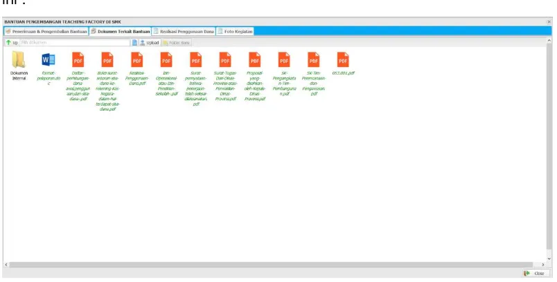 Gambar 20. Tampilan upload dokumen terkait sesuai laporan 