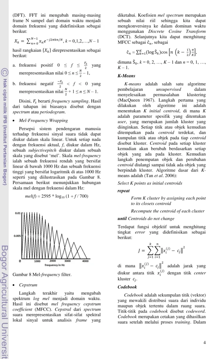 Gambar 8 Mel-frequency filter. 