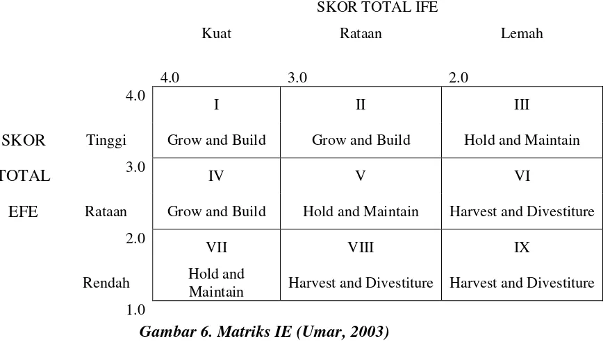 Gambar 6. Matriks IE (Umar, 2003) 