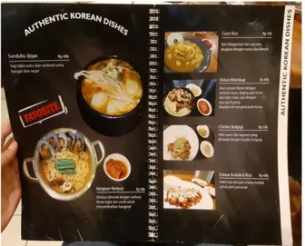 Gambar 15 Buku menu di Seoul Chicken 