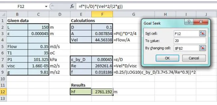 Figure 6: Excel sheet developed for Example 2 
