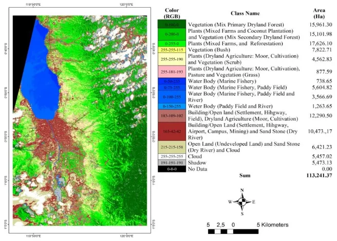 Figure 2.  Land Use Class Result of SBP-AR4-50 on the Landsat 7 ETM + Image, in 2003 