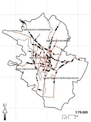 Figure 9. Distribution of dying trees in November 2012 in Malang city