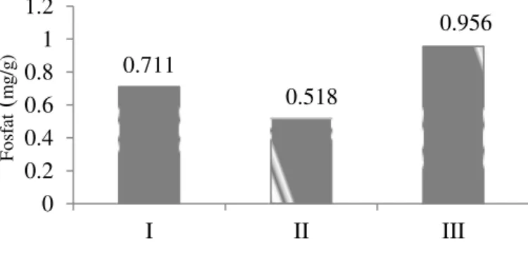 Gambar 3. Grafik  Kandungan Fosfat (ppm) pada Setiap Stasiun Penelitian  Kondisi Lamun 