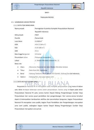 BAB II TINJAUAN PROYEK GAMBARAN UMUM PROYEK DATA FISIK BANGUNAN ...