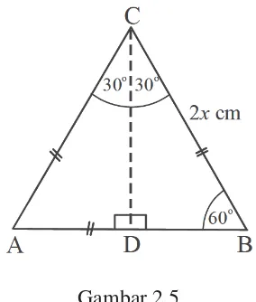 Segitiga ABC di atas adalah segitiga sama sisi dengan AB = BC = AC = 2Gambar 2.5 x cm 