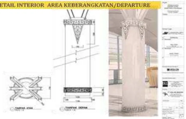 Gambar 2. Detail Ornamen Pada Interior Sebagai Karakter Nuansa Lokal Bandara Tersebut Berada  (Dokumen PT Angkasa Pura 2 ) 