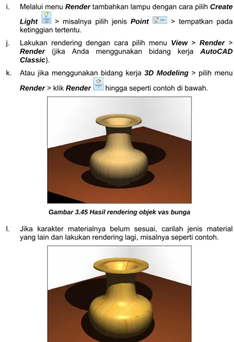 Gambar 3.45 Hasil rendering objek vas bunga  