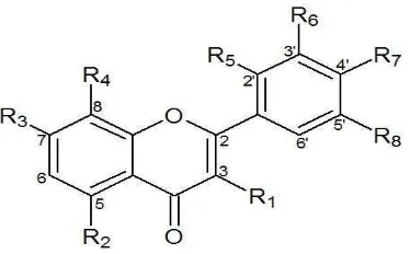 Gambar 3.1 Struktur flavon dan flavonol 
