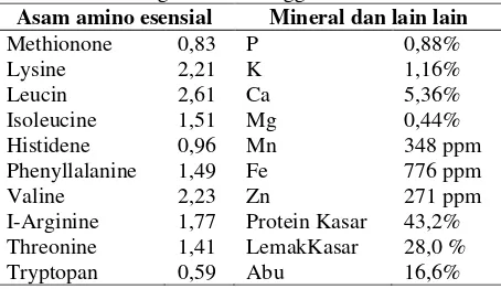 Tabel 1. Kandungan nutrisi maggot 