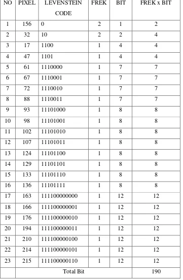 Tabel 3.3. String yang Sudah Dikompresi Dengan Levenstein Code 