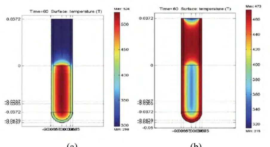 Gambar II.7 Profil suhu pemanasan dengan microwave (a)  dan profil pemanasan konvensional (b) 
