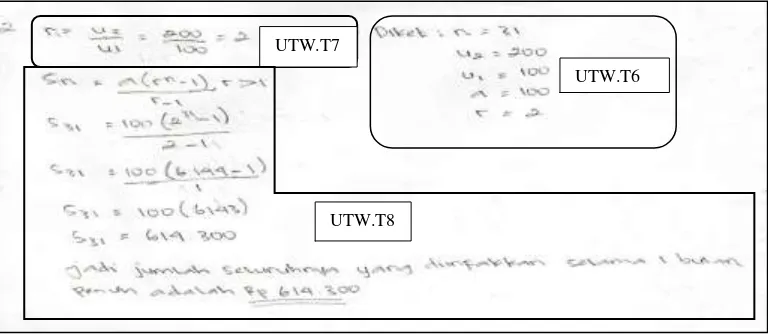 Gambar 4.2 Hasil tes soal nomor 2 subjek UTW 