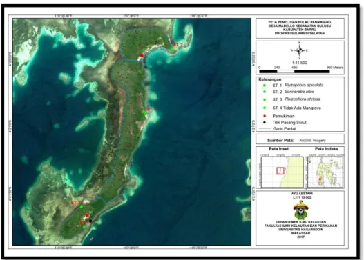 Gambar 1. Peta lokasi Penelitian Pulau Pannikiang Kabupaten Barru 