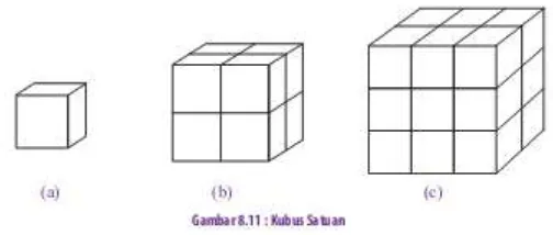 Gambar 8.11 menunjukkan bentuk-bentuk kubus dengan ukuran berbeda. Kubus 