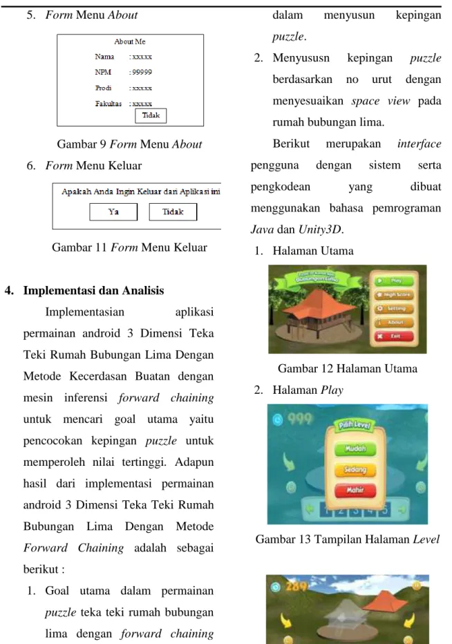 Gambar 9 Form Menu About  6.  Form Menu Keluar 