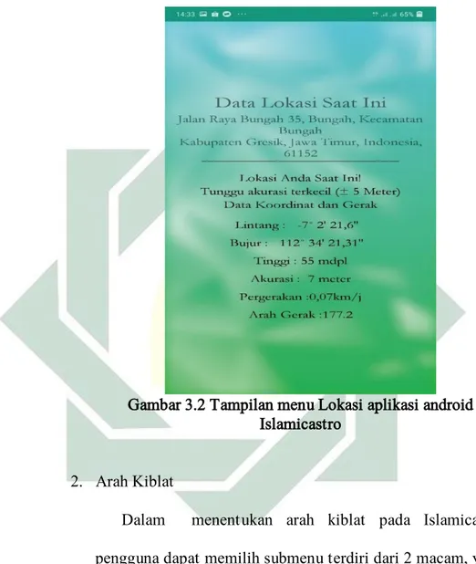 Gambar 3.2 Tampilan menu Lokasi aplikasi android  Islamicastro 