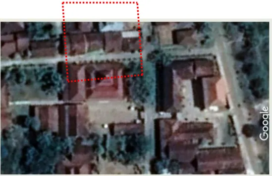 Foto Masjid Baitun Nur Tedunan Tampak Dari Atas (citra satelit)