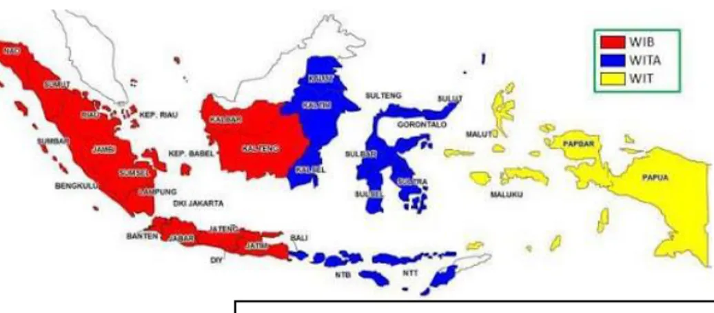Gambar 2. Pembagian Wilayah Waktu Indonesia 