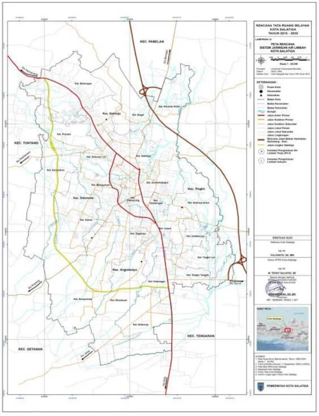 Gambar Peta 3.2 Peta lokasi infrastruktur utama pengelolaan air limbah domestik (ukuran A3)  Sumber: Bappeda Kota Salatiga, Tahun 2012 