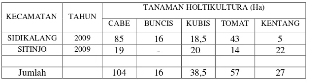 Tabel 4.4: Jumlah Produksi Tanaman Holtikultura Unggulan di Kecamatan Sidikalang dan Kecamatan Sitinjo 