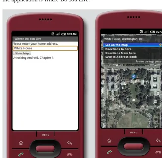 Figure 1.8 This Android application demonstrates a simple Activity and Intent.