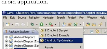 Figure 2.16 Setting up the Android Emulator launch configuration
