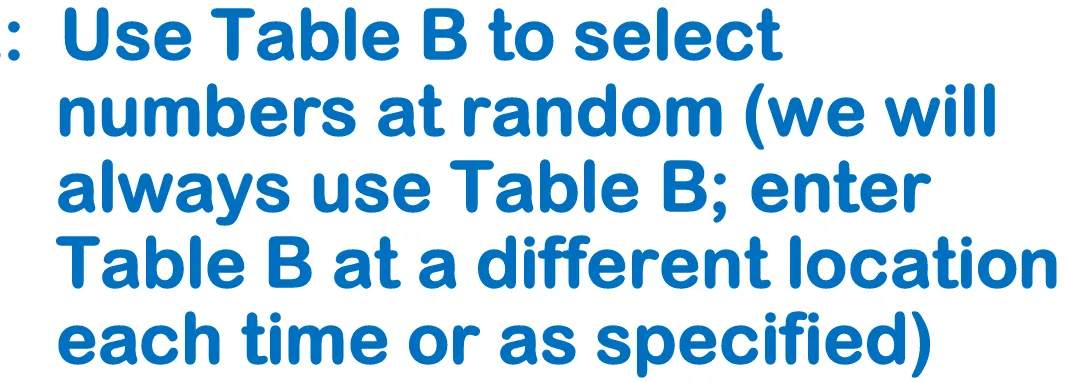 Table B at a different location each time or as specified)