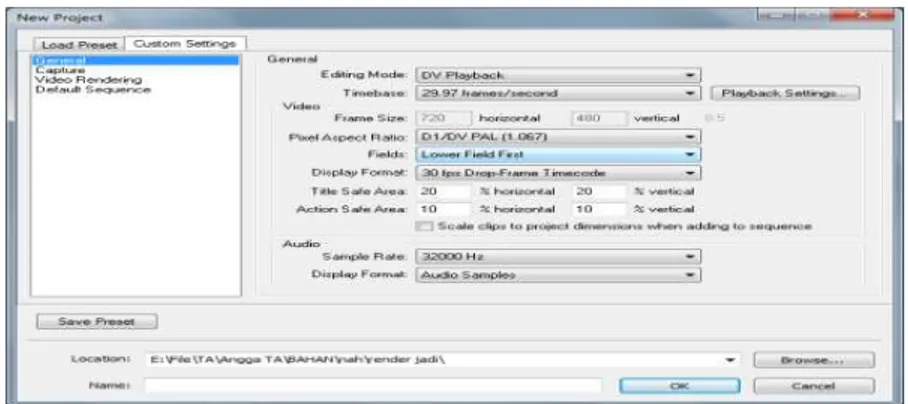 Gambar  4. Pengaturan pada adobe premiere 