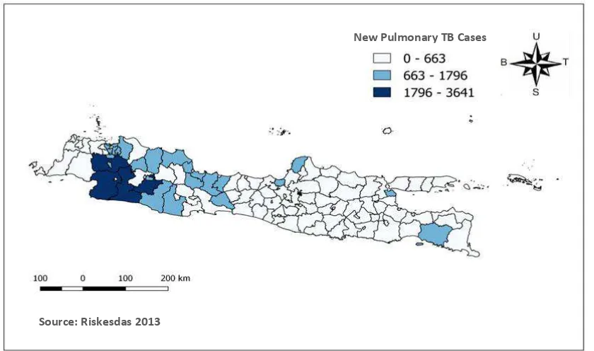 Figure 1. Distribution Map of The Number of New Pulmonary Tuberculosis Cases in  