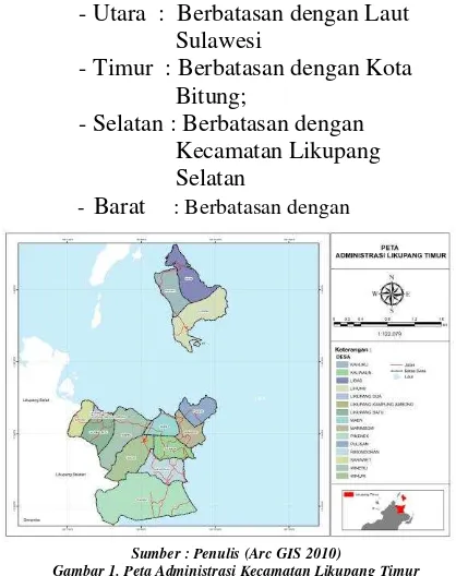 Gambar 1. Peta Administrasi Kecamatan Likupang Timur 
