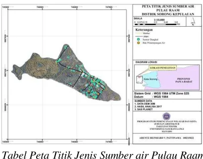Tabel Peta Titik Jenis Sumber air Pulau Raam Sumber : Analisis Data (Argis 10.3),2017 