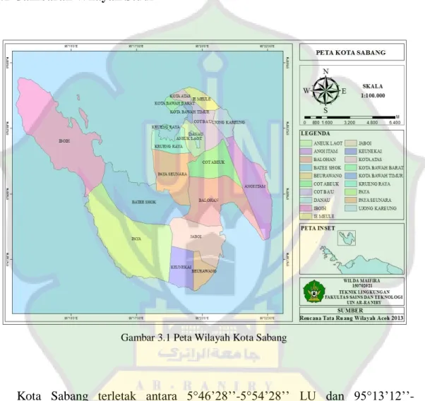 Gambar 3.1 Peta Wilayah Kota Sabang 