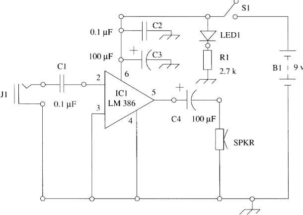 Figure 17-5Project #3: Fixed low-gain audio power ampliﬁer
