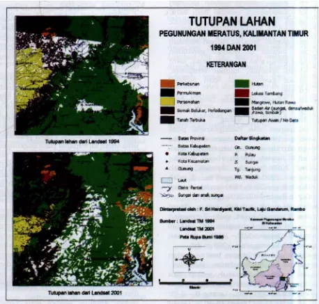 Gambar 3-1: Klasifikasi tutupan lahan dari citra Landsat-TM 1994 dan 2001 