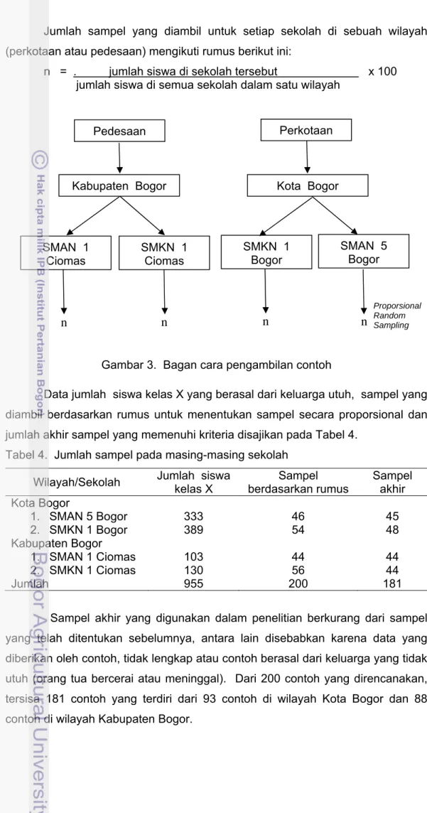 Gambar 3.  Bagan cara pengambilan contoh 