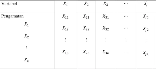 Tabel 2.1 Matriks Pengamatan 