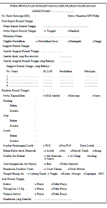 Gambar 1. 1 From Pendataan Rumah Tangga  1.6.4  Pengolahan Data 