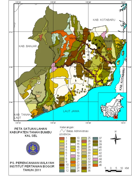 Gambar 8  Peta satuan lahan Kabupaten Tanah Bumbu 