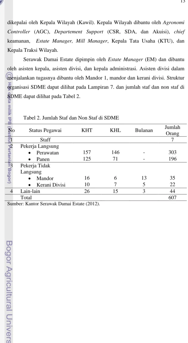 Tabel 2. Jumlah Staf dan Non Staf di SDME 