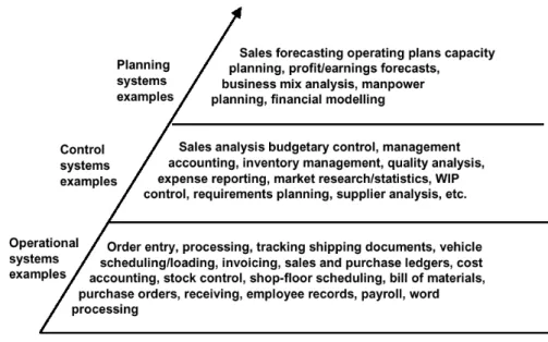 Gambar 1. Typical planning, control, and operational systems.  (Sumber: Ward &amp; Peppard, 2002) 